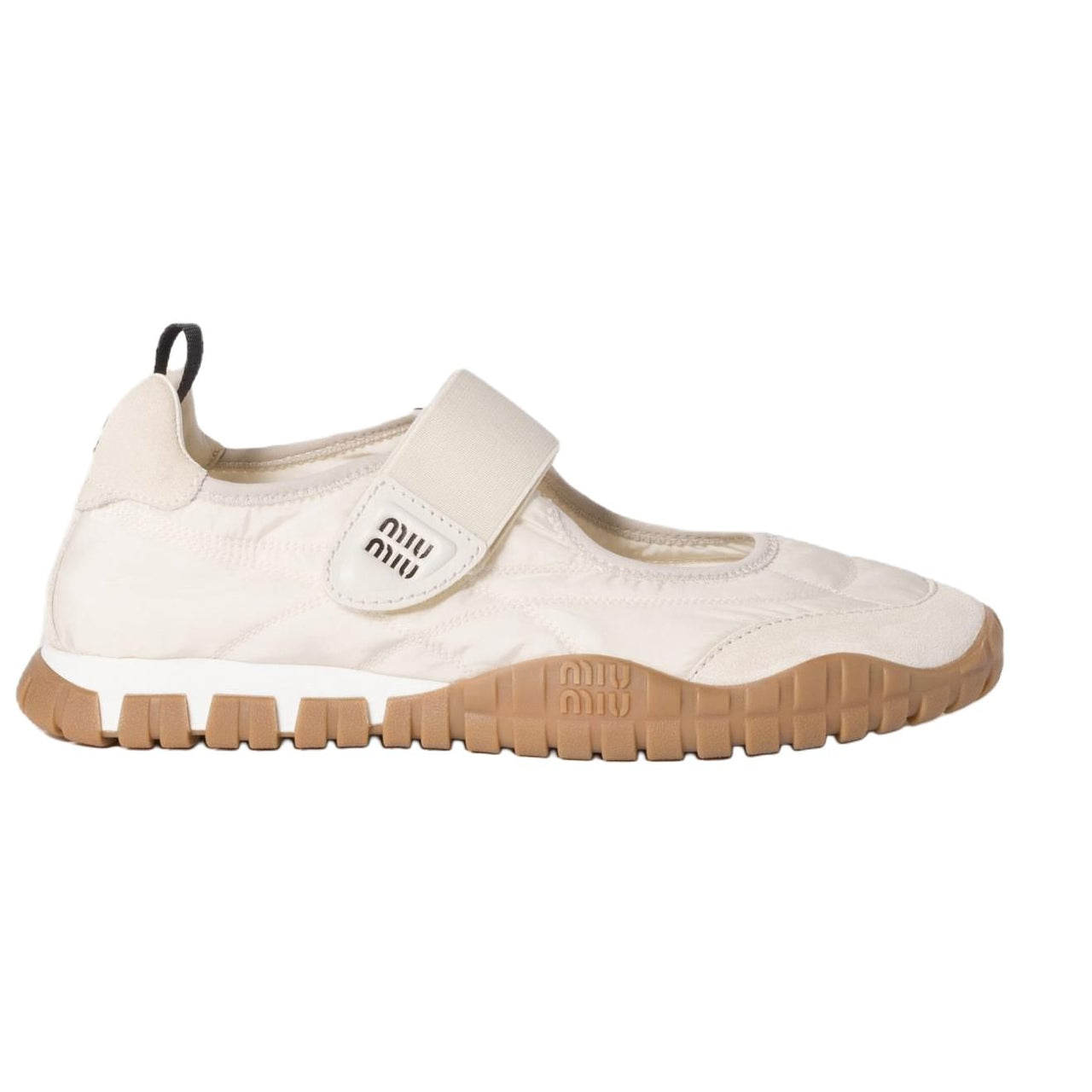 MIU MIU Tyre Flat Mary Jane Shoes Women's Ivory White