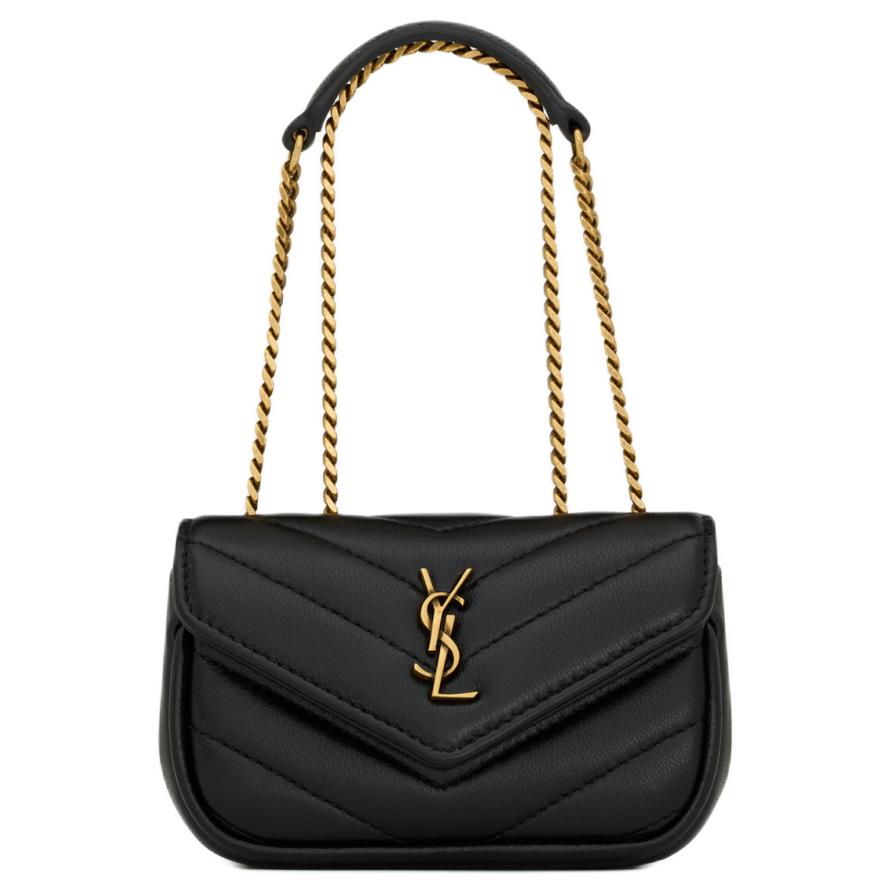SAINT LAURENT Lambskin Shoulder Bag Extra Mini Women's Black
