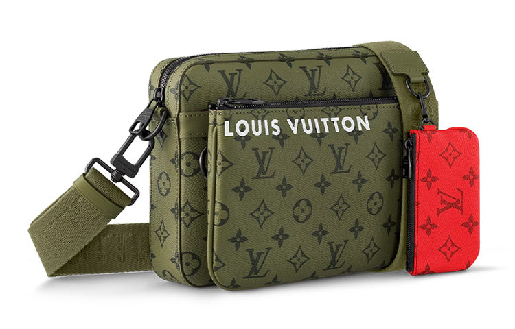 LOUIS VUITTON Trio Canvas Canvas Bag Messenger Bag Shoulder Bag Crossbody Bag Regular Men's Khaki Green/Vermilion