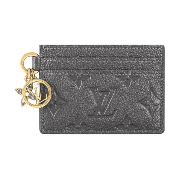 LOUIS VUITTON CHARMS Leather Card Holder Regular Women's Gray