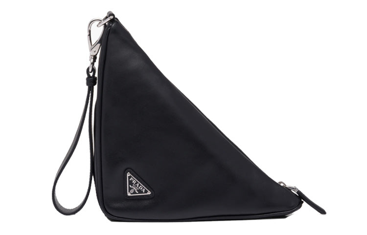 PRADA Nappa Sheepskin Triangle Clutch Women's Black