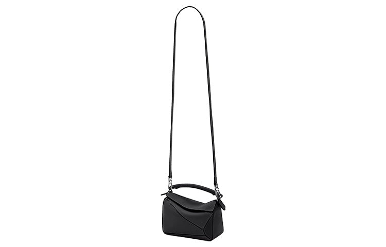 LOEWE PuzzleAnagram Calfskin Geometric Puzzle Bag, Portable Crossbody Bag, Shoulder Bag Mini Women's Black