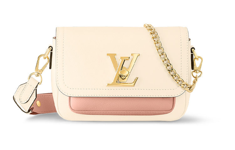 LOUIS VUITTON Lockme Tender Grained Calfskin Shoulder Bag Crossbody Bag Women's Beige