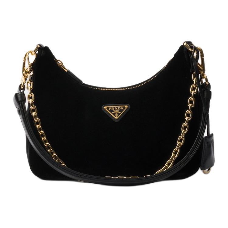 PRADA Velvet Handbag, Shoulder Bag Mini Women's Black