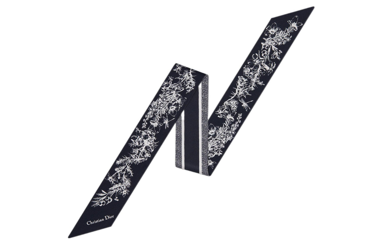 DIOR Silk Scarves Women's Blue/Ivory
