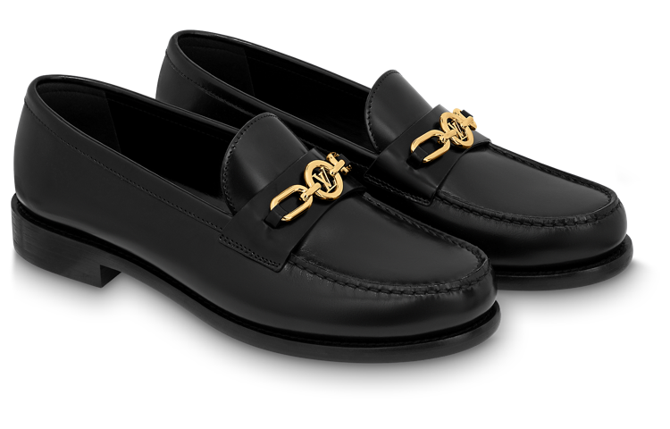 LOUIS VUITTON Chess Nautical Collection Loafers Casual Shoes Women's Black