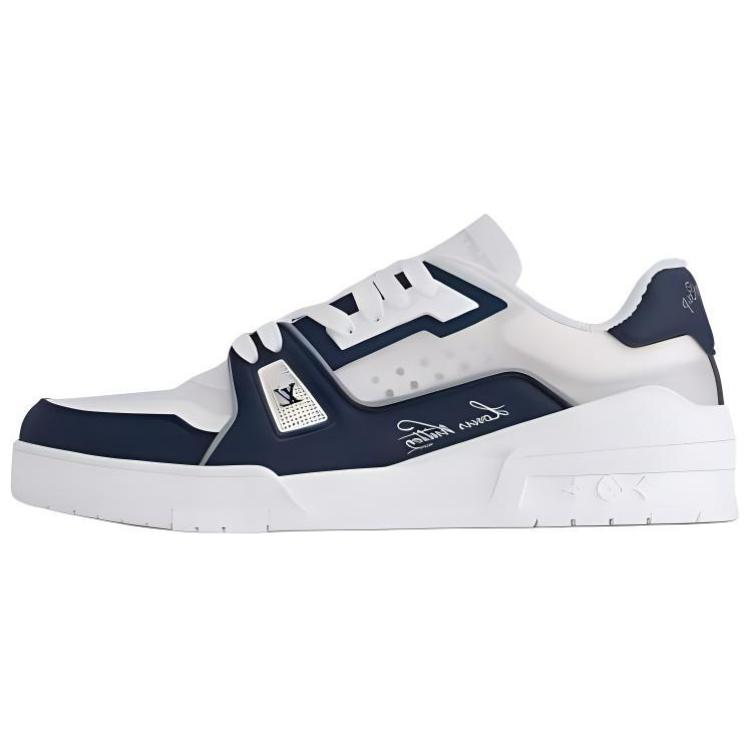 LOUIS VUITTON Trainer Low-Top Skateboard Shoes Unisex Blue White 37th America's Cup Limited Collaboration Edition