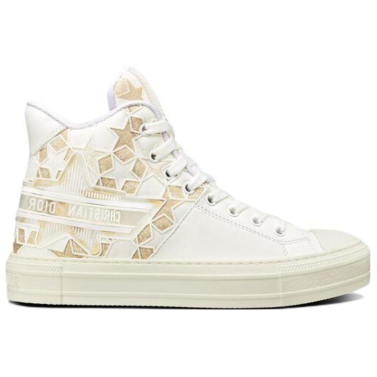 DIOR Walk'n'Dior Platform Shoes High-Top Stylish Skateboarding Shoes Women's Gold