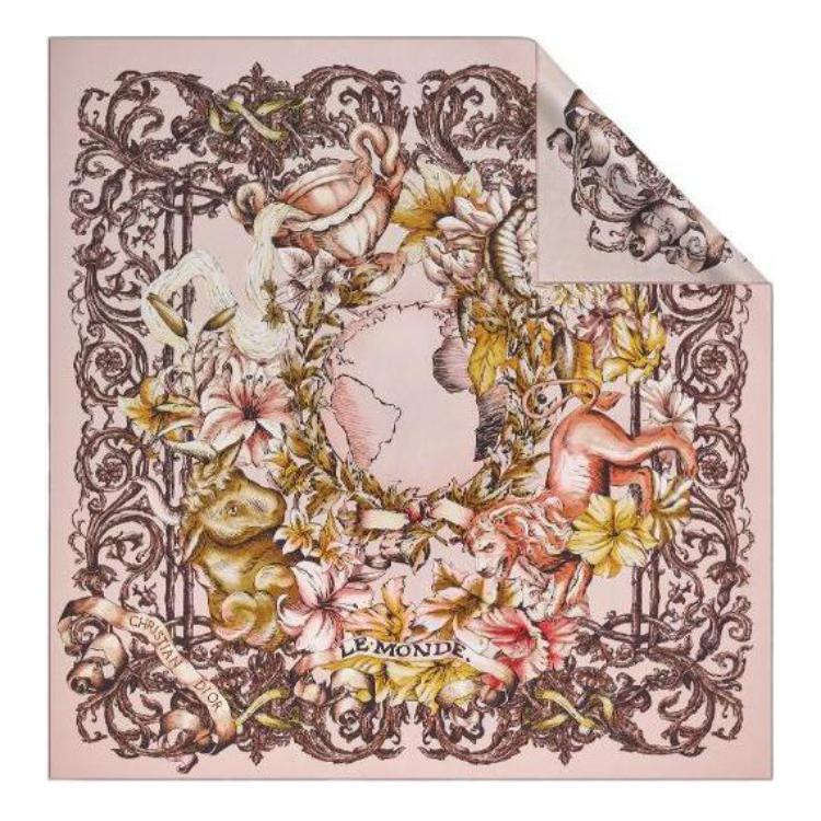 DIOR Mulberry Silk Scarves Women's Multicolor