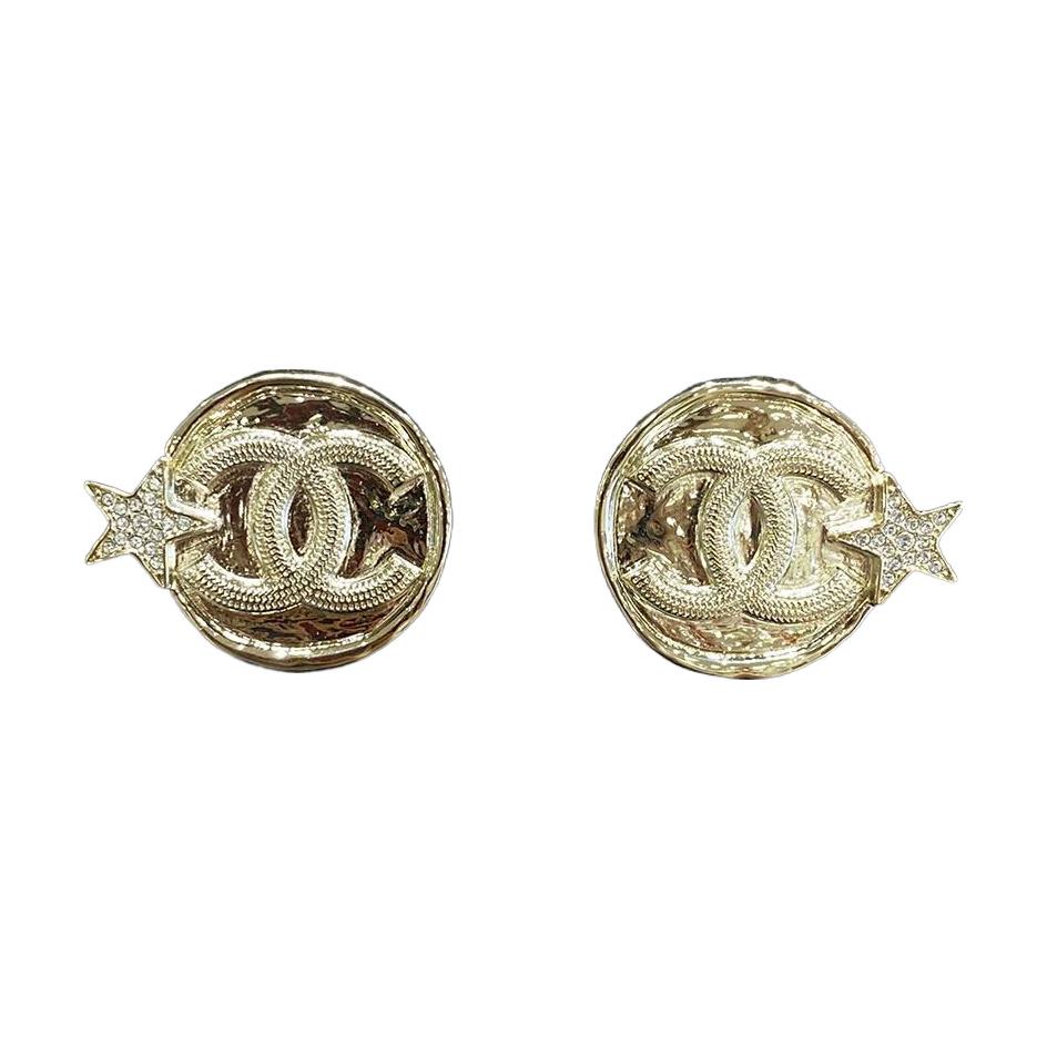 CHANEL Stud Earrings Women's Gold