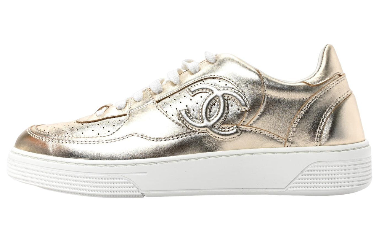 CHANEL Low-Top Skateboard Shoes Women's Gold