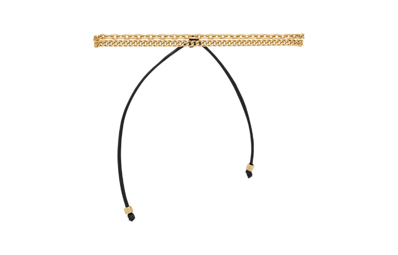 SAINT LAURENT 18 carat Gold Leather Bracelets Women's Black