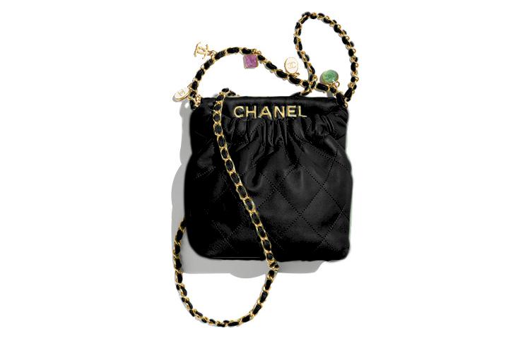 CHANEL 22Bag Lambskin Bucket Bag Crossbody Bag Shoulder Bag Small Size Women's Black