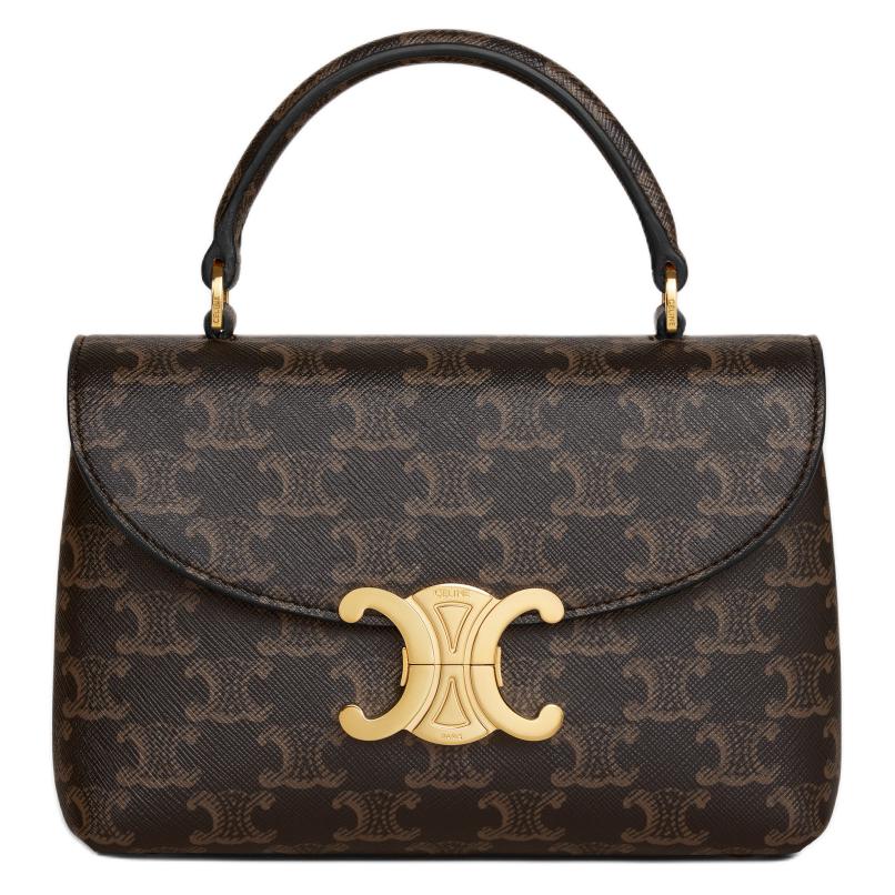 CELINE Leather Shoulder Bag Crossbody Bag Handbag Women's Brown