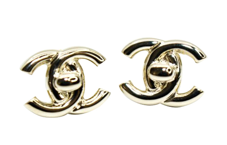 CHANEL 1997s Turnlock Logo Clip on Earrings