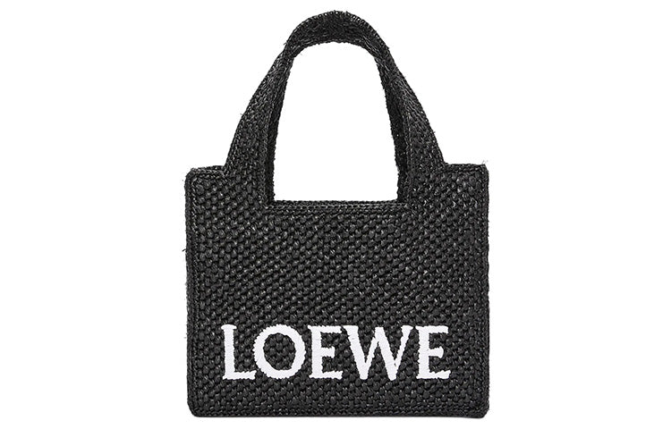 LOEWE Raffia Fiber Tote Bag, Shopping Bag, Shoulder Bag, Crossbody Bag, Handbag Mini Women's Black