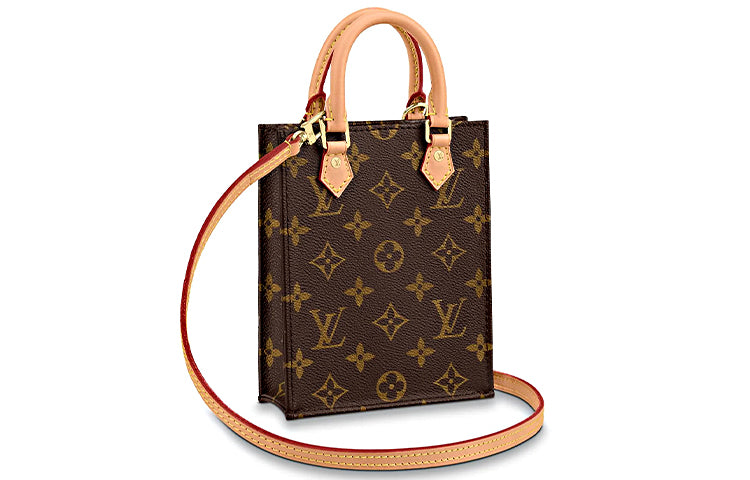 LOUIS VUITTON Petit Sac Plat Monogram Brown