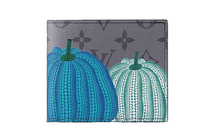 LOUIS VUITTON Yayoi Kusama Collaboration Coated Canvas Card Holder Wallet Men's Gray
