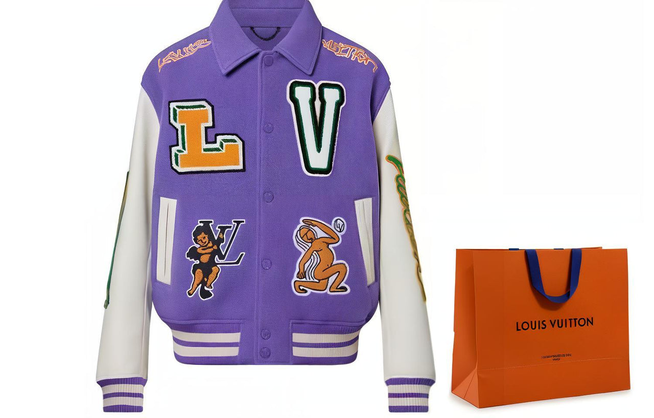 LOUIS VUITTON Multi Patches Mixed Leather Varsity Blouson