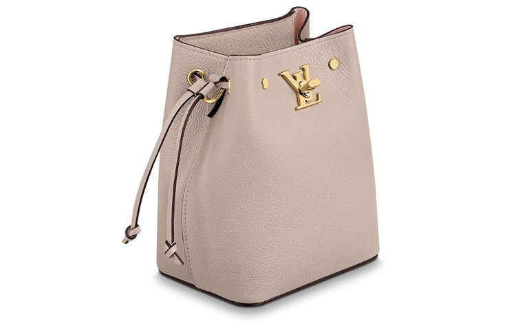 LOUIS VUITTON Grain Calfskin Bucket Bags Crossbody Bag, Shoulder Bag Women's Pink Gray