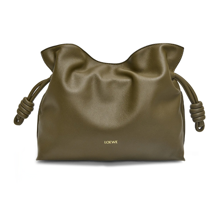 LOEWE Medium Flamenco Clutch In Nappa Calfskin Dark Khaki Green