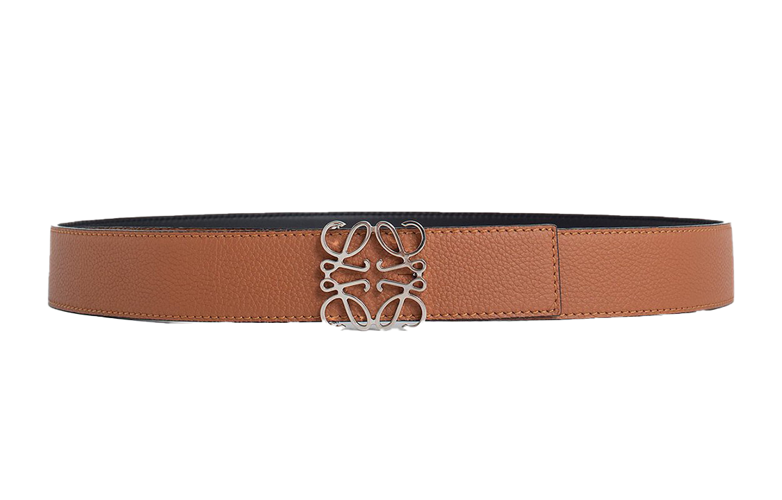 LOEWE Metal Buckle Double-Sided Leather Cow Leather Leather Belts Unisex Camel Width: 3.5cm