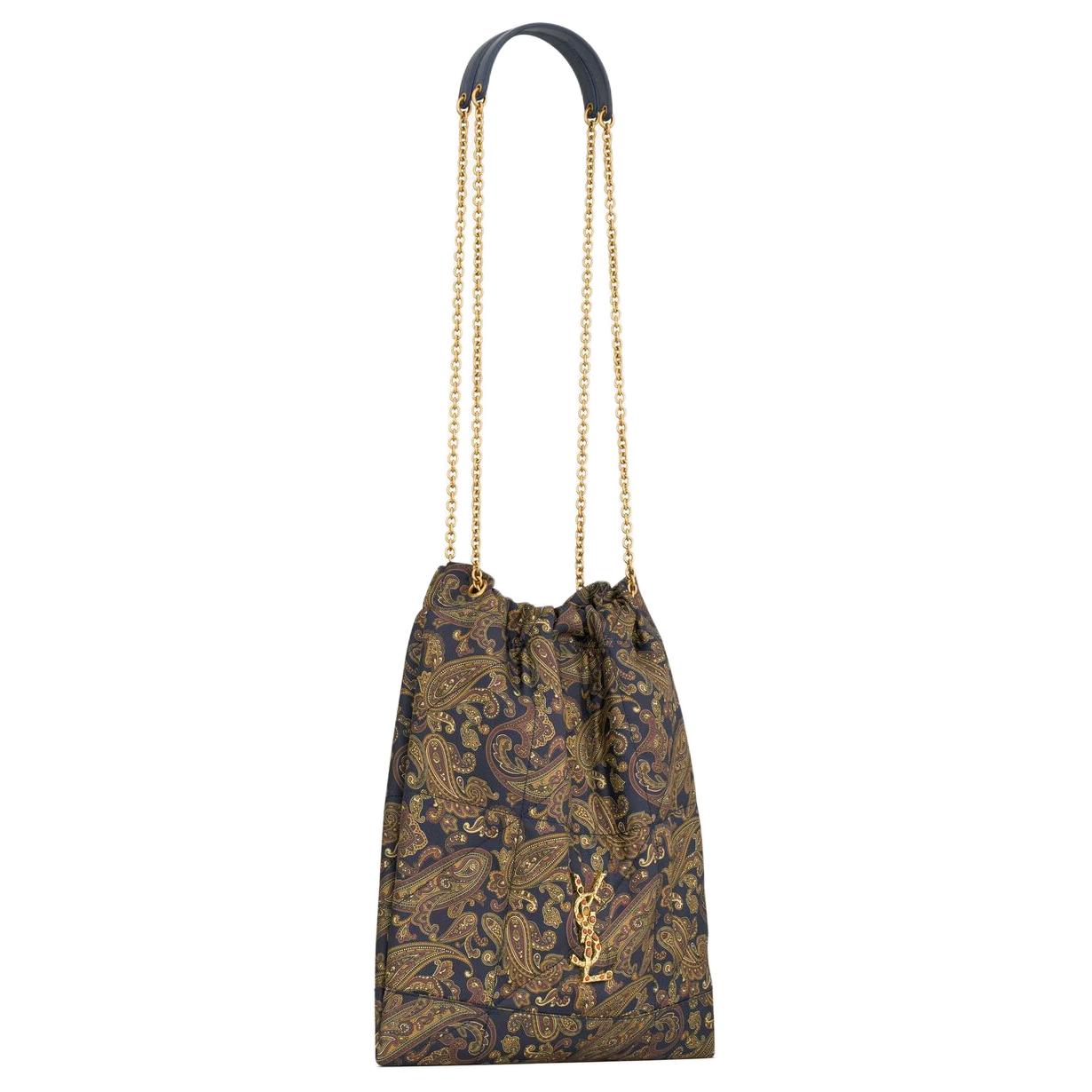 SAINT LAURENT Jamie Silk Shoulder Bag Unisex Marine Blue & Multicolor