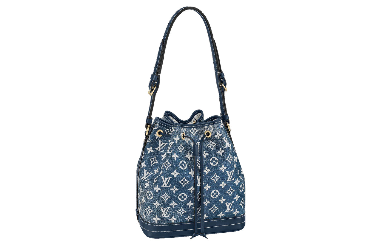 LOUIS VUITTON NOE Denim Bucket Bag, Portable Crossbody Bag, Shoulder Bag Women's Blue