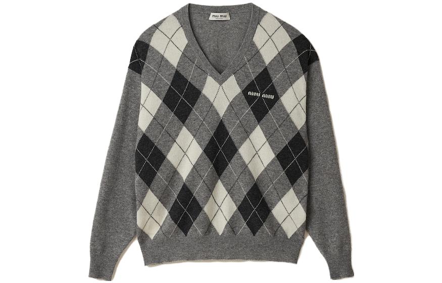 MIU MIU Argyle-intarsia Cashmere Jumper