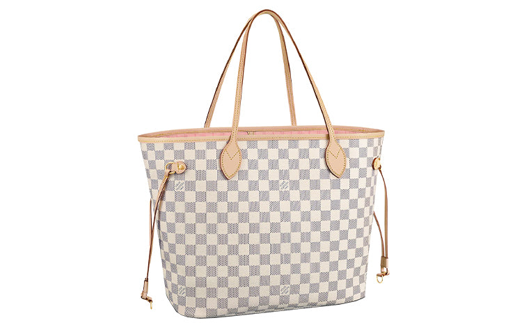 LOUIS VUITTON NEVERFULL Coated Canvas Cow Leather Tote Bag Shopping Bag Combo Handbag Shoulder Bag Women's White