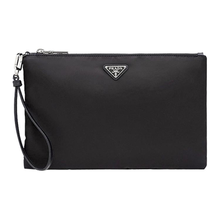 PRADA Nylon Fabric Toiletry Bag Clutch Trumpets Men's Black