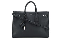 SAINT LAURENT SAC DE JOUR Genuine Leather Tote Bag Shopping Bag Handbag Large Size Women's Black