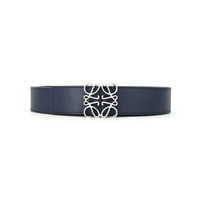 LOEWE Anagram Cow Leather Belts Men's Blue Black Silver 3.5cm