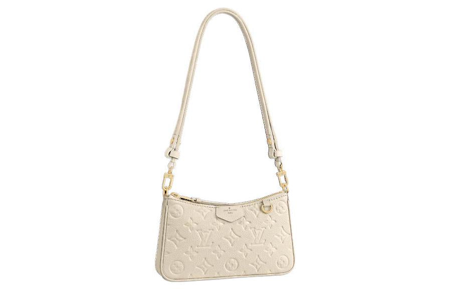 LOUIS VUITTON Wrinkle Free Cow Leather Shoulder Bag Women's Cream White