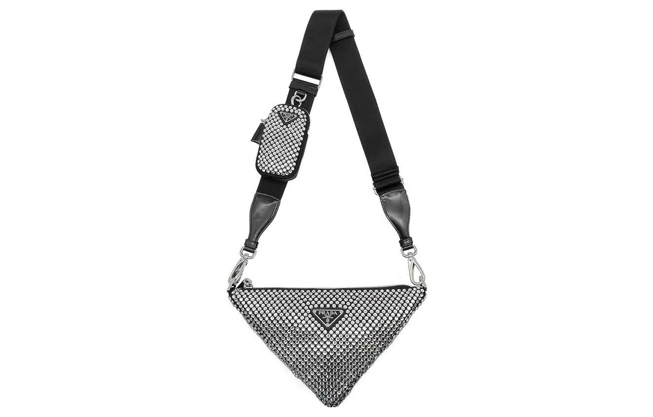 PRADA Triangle Fabric Triangle Bag Shoulder Bag Crossbody Bag Women's Black