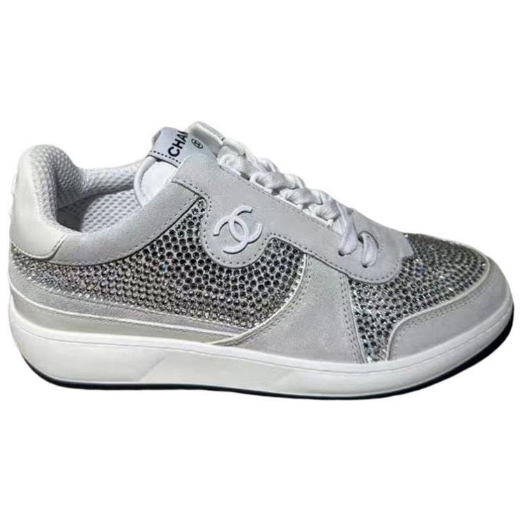 CHANEL Stylish Skateboarding Shoes Women's Light Gray