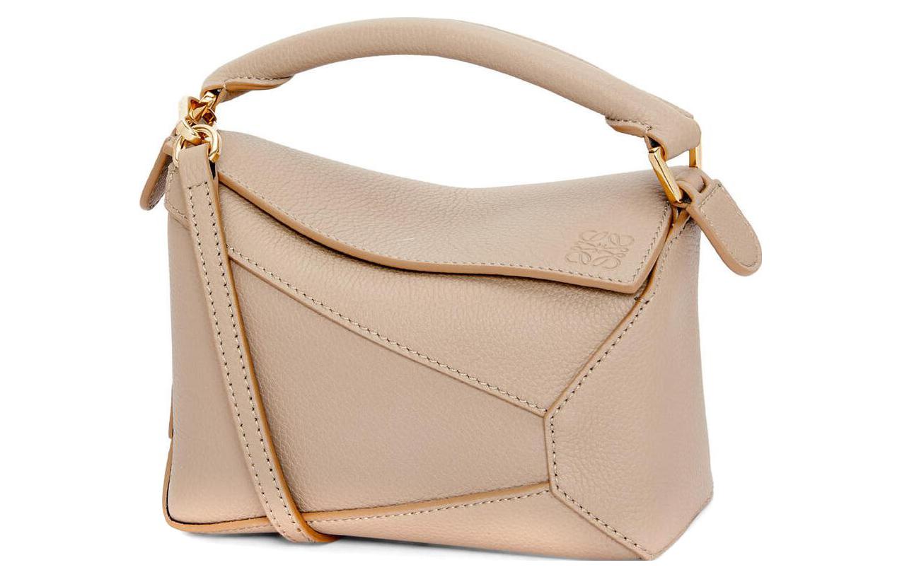 LOEWE Puzzle Soft Grained Calfskin Shoulder Bag Crossbody Bag Handbag Mini Women's Sand