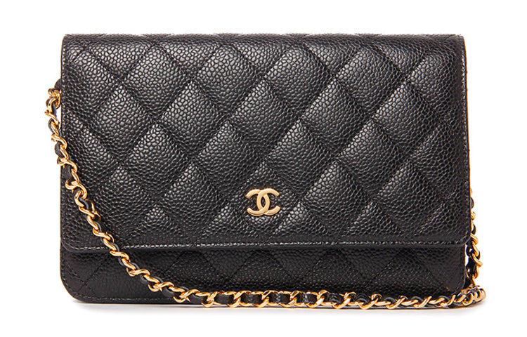 CHANEL WOC Litchi Grain Cow Leather Crossbody Bag Shoulder Bag Women's Black