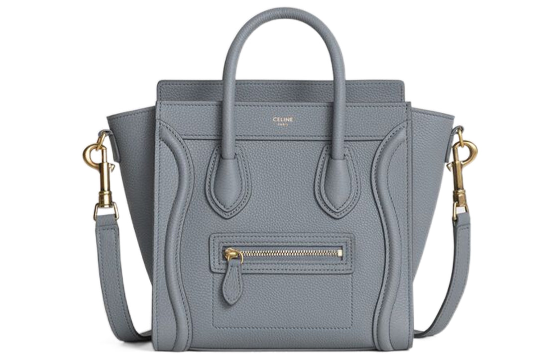 CELINE Luggage Calfskin Shoulder Bag Crossbody Bag Handbag Nano Women's Smoky Gray