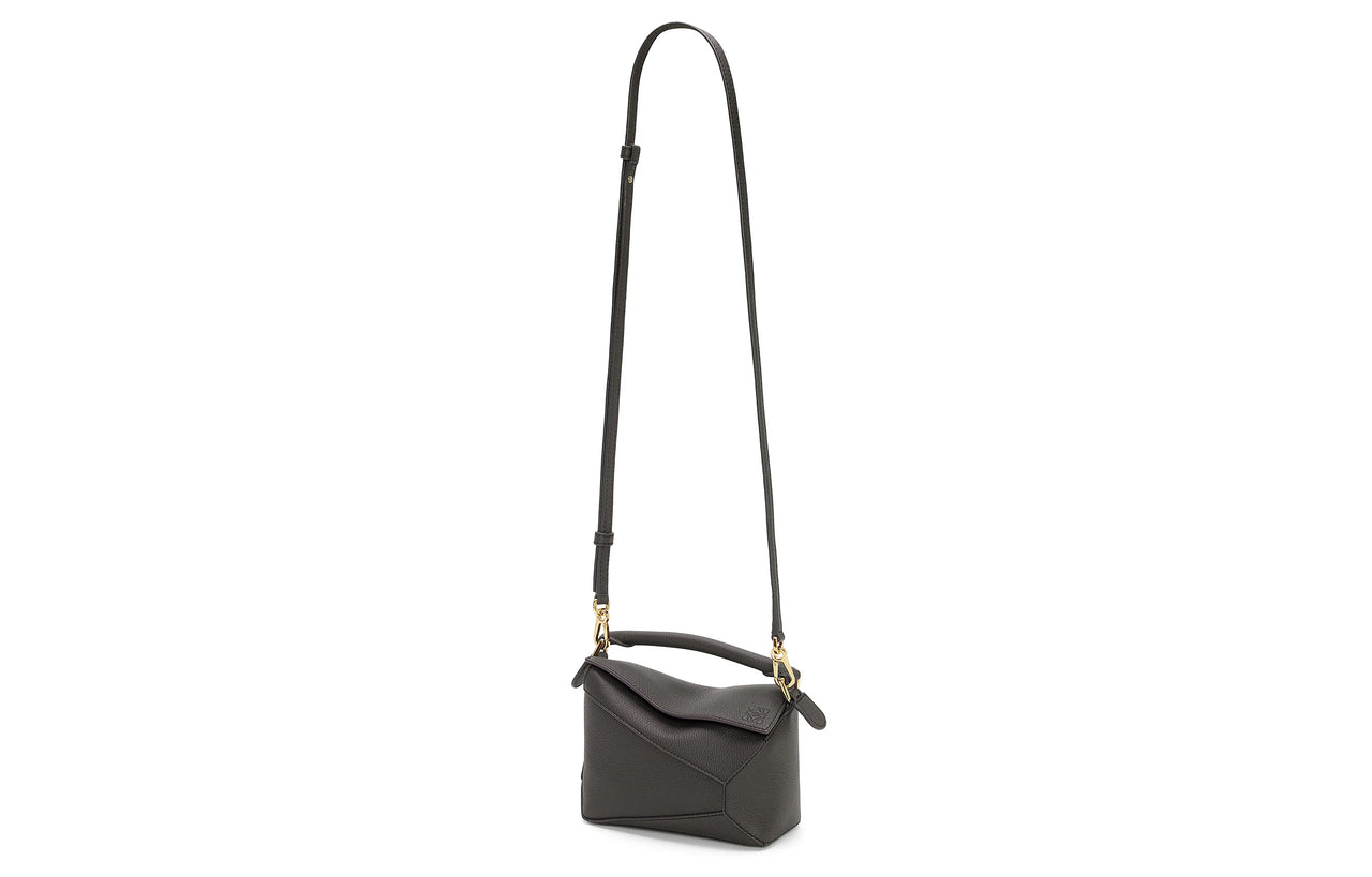 LOEWE Puzzle Soft Grain Cow Leather Puzzle Bag, Shoulder Bag, Crossbody Bag, Handbag Mini Women's Dark Gray