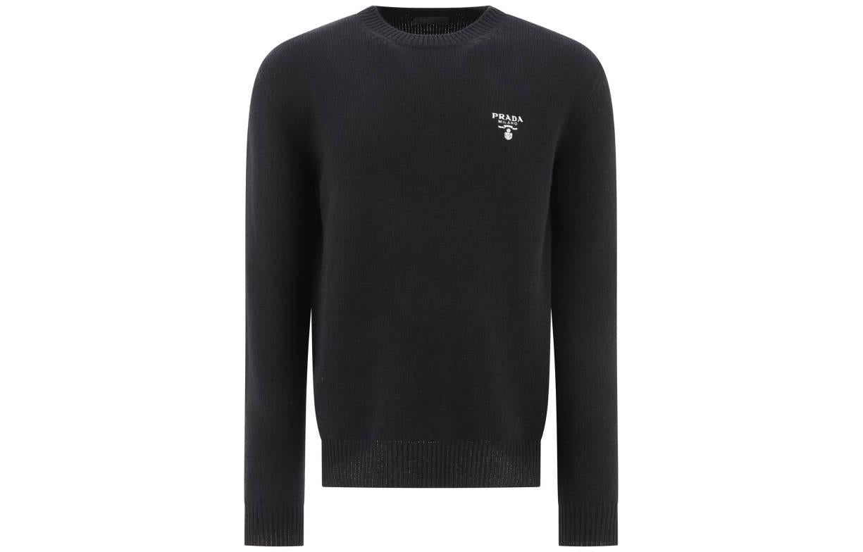 PRADA Logo Embroidered Crewneck Knit Sweater