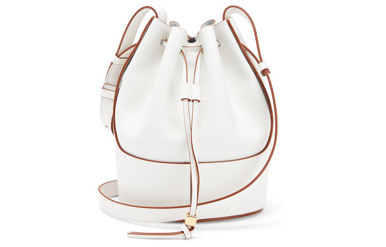 LOEWE Cow Leather Balloon Bag Bucket Bag Drawstring Bag Shoulder Bag Crossbody Bag Small Size Women's White