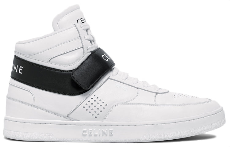 CELINE CT-03 Leather High-Top Sneakers White Black
