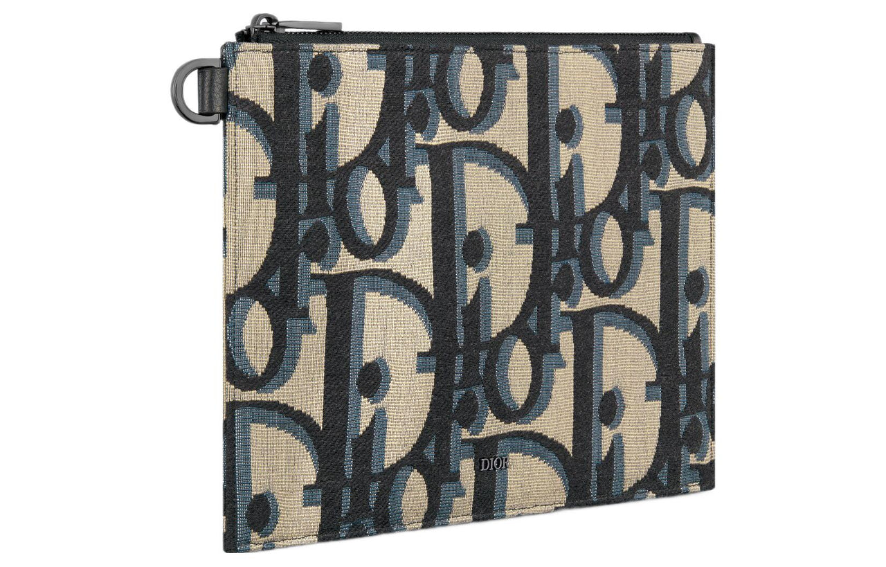 DIOR Leather Trim Clutch Regular Unisex Beige & Black