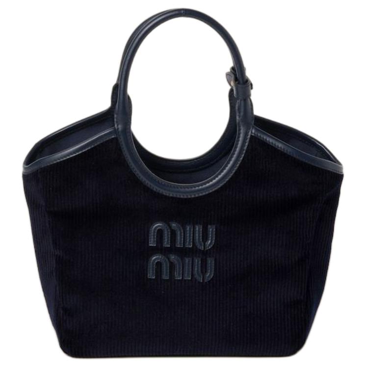 MIU MIU Fabric Shoulder Bag Crossbody Bag Handbag Women's Marine Blue