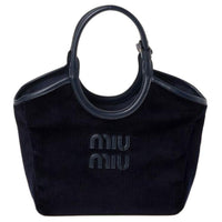 MIU MIU Fabric Shoulder Bag Crossbody Bag Handbag Women's Marine Blue