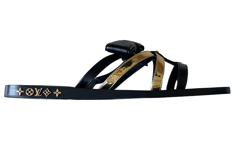 LOUIS VUITTON Peplum Sandals 'Black Gold' Women's