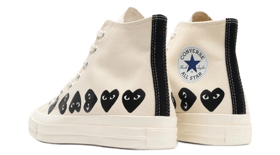 Converse x COMME des GARCONS PLAY Chuck 70 Hi 'Multi Heart - Milk Black' A08148C