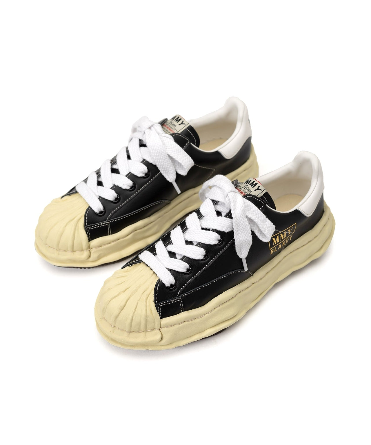 Maison MIHARA YASUHIRO BLAKEY VL OG Sole Leather Low-top Sneaker 'Black' A09FW731-BLK