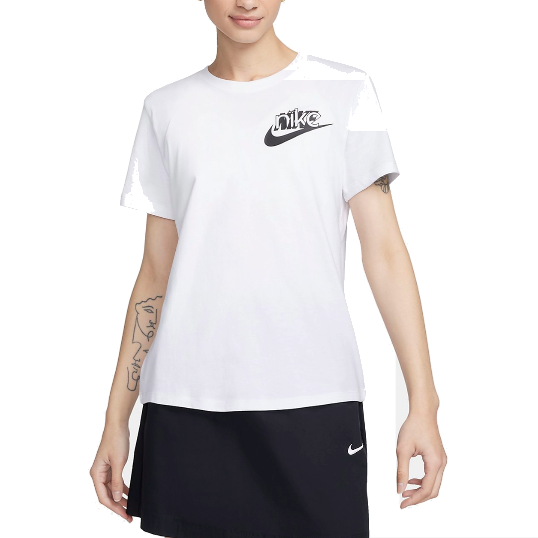 (WMNS) Nike Club LBR T-Shirt 'White Black' FQ6604-100